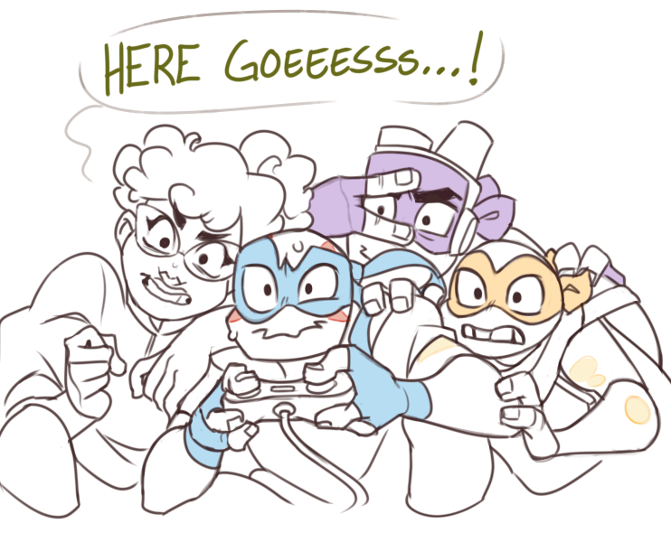 _MalloryWare_'s tweet photo. That one headcanon that Raph scolds his fam for swearing is so funny, but let me propose a wild alternative for a hot sec #Rottmnt

(1/3) https://t.co/rIgYFt8vTs