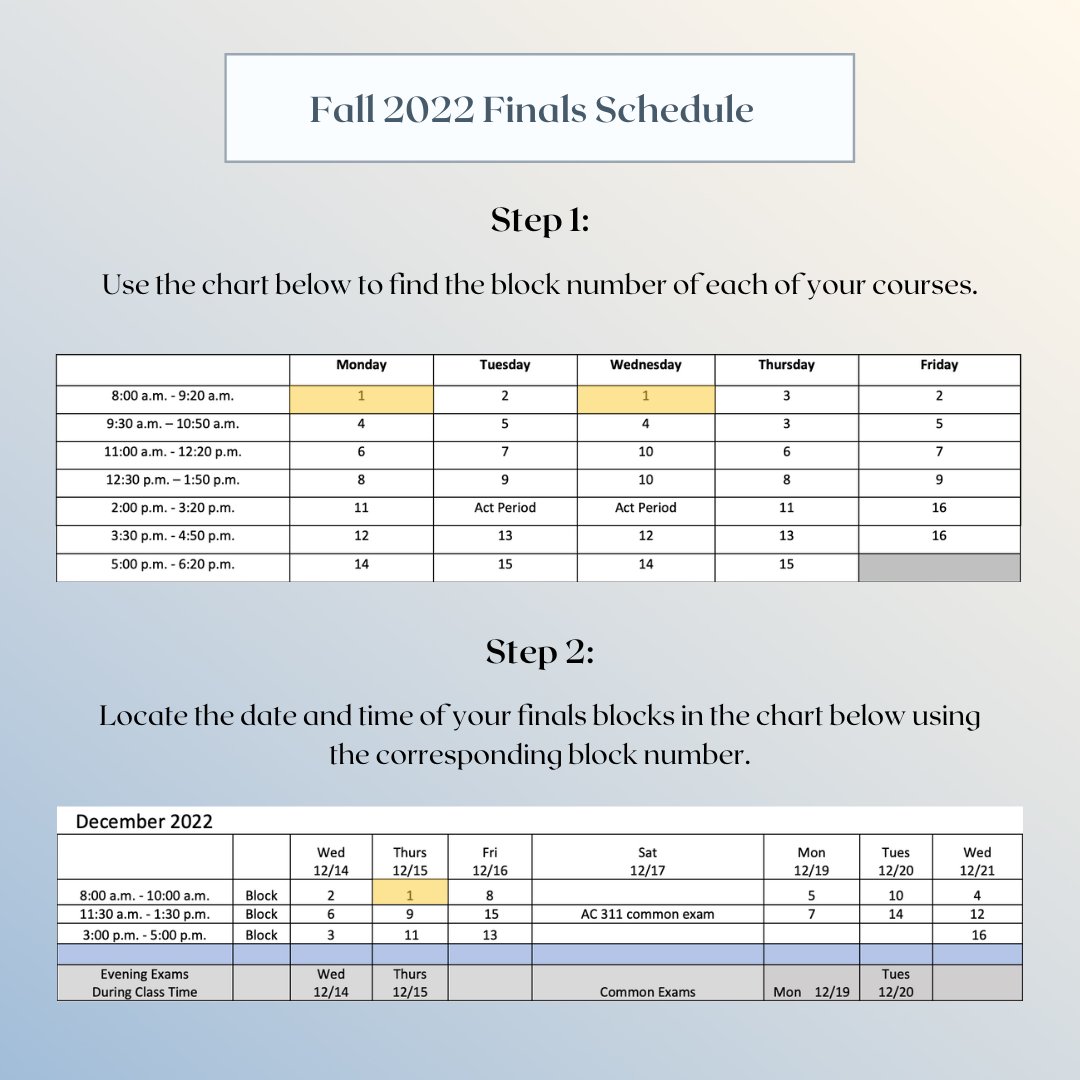bentleyadvising's tweet photo. Do you know when all your finals blocks are? Use this helpful guide to make sure you know when your finals blocks are. https://t.co/zWZhQDdDpt