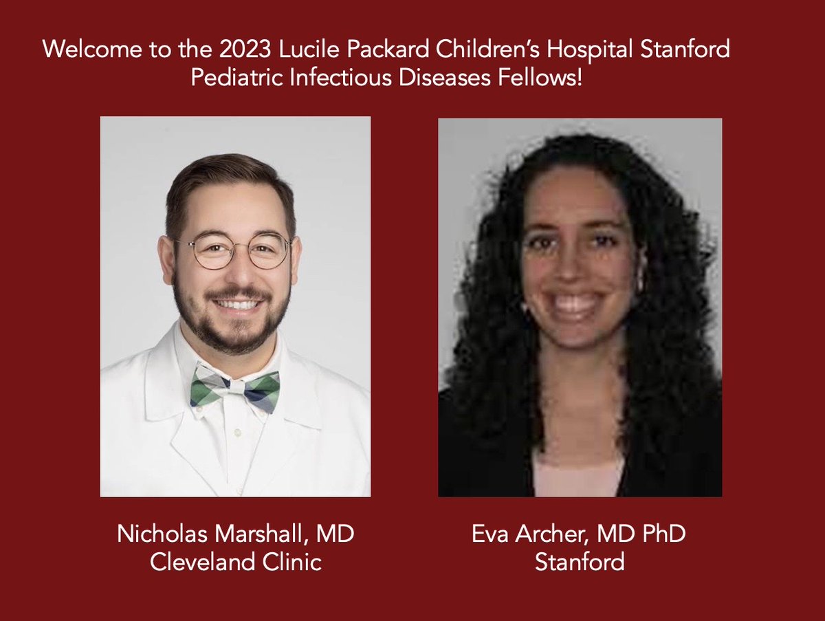 We are delighted to announce our incoming Peds ID fellows for 2023, Dr. Eva Archer and Dr. Nicholas Marshall @nick__marshall_ ! Welcome to the LPCH family. #Match2023 #IDTwitter #PedsID