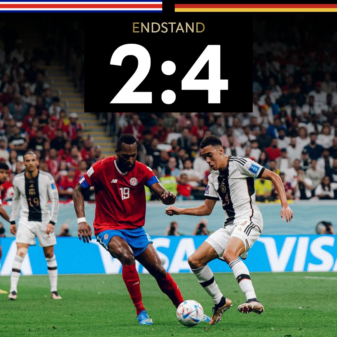 Der knappe Sieg reicht nicht.

🇨🇷🇩🇪 2:4 #CRCGER #GER #WM2022