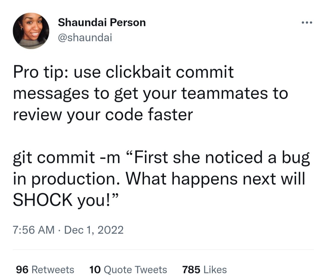 PR0GRAMMERHUM0R's tweet photo. How to get your code reviewed faster https://t.co/1npQxEt18w https://t.co/hy3YIyPeJP
