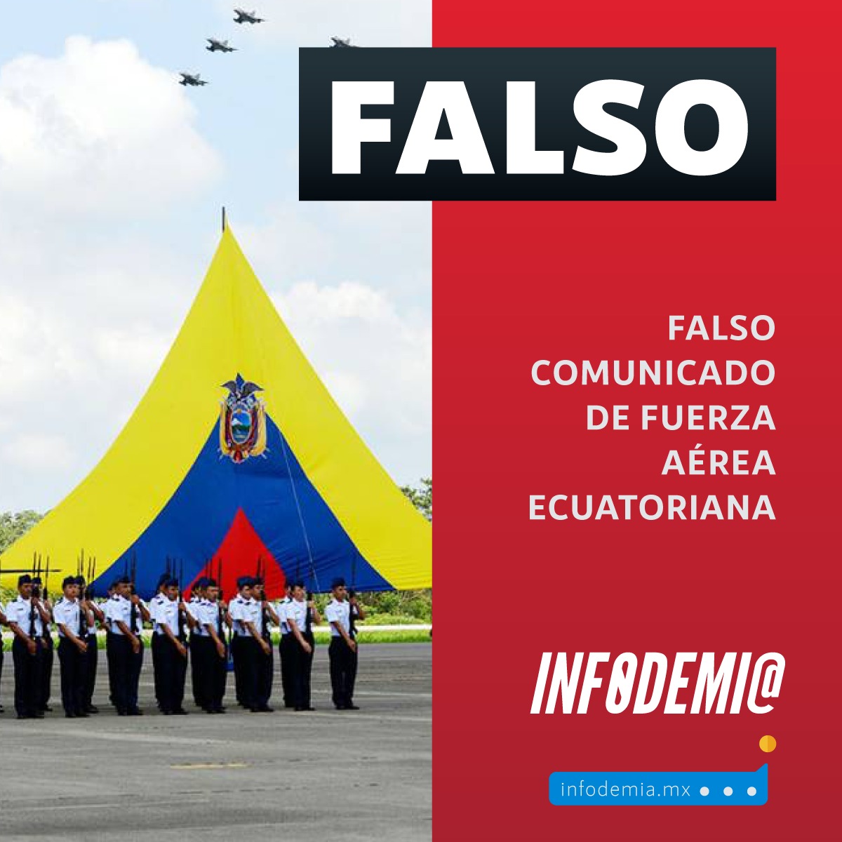 infodemiaMex's tweet image. ❌🇪🇨#Falso comunicado de Fuerza Aérea Ecuatoriana

✔️La @FuerzaAereaEc indicó que se trata de un #DocumentoFalso y pidió a los ciudadanos verificar la fuente de procedencia antes de compartirla.

👉 Desmentido: infodemia.mx/entrada/2662