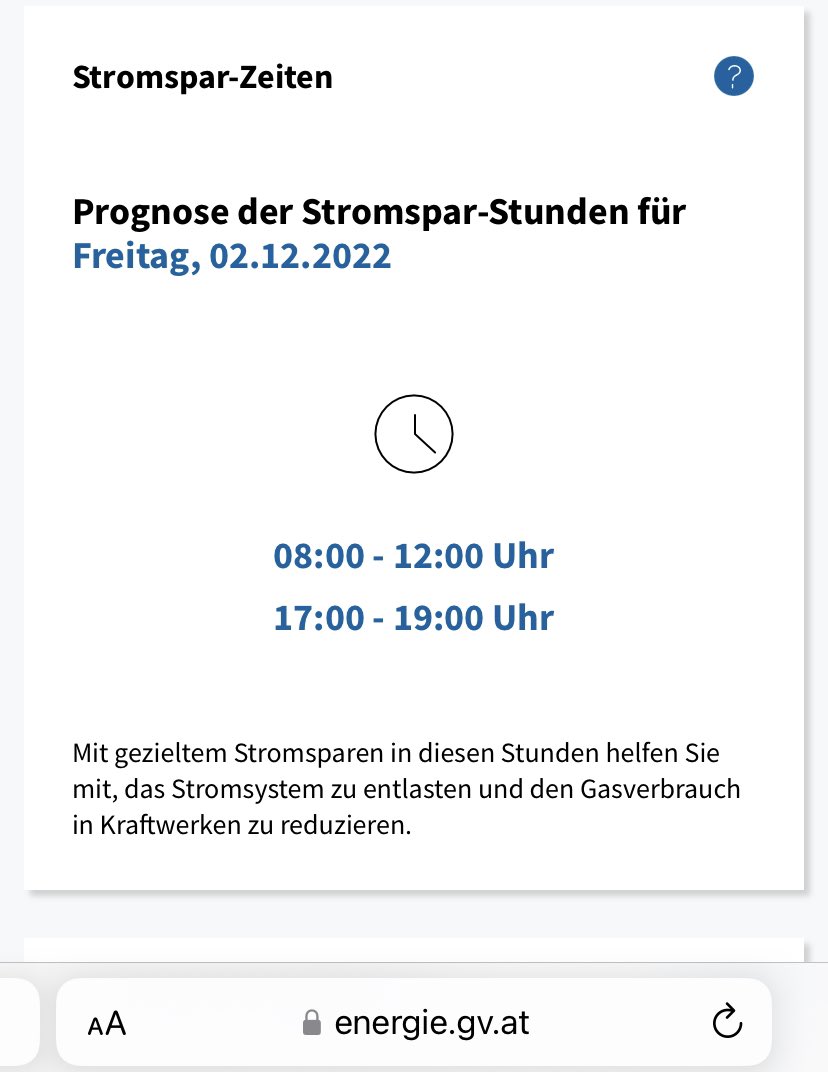 Das ist aber richtig genial! Auf Energie.gv.at sieht man jeden Tag zu welchen Stunden man vielleicht grad nicht unbedingt die Waschmaschine einschalten muss…