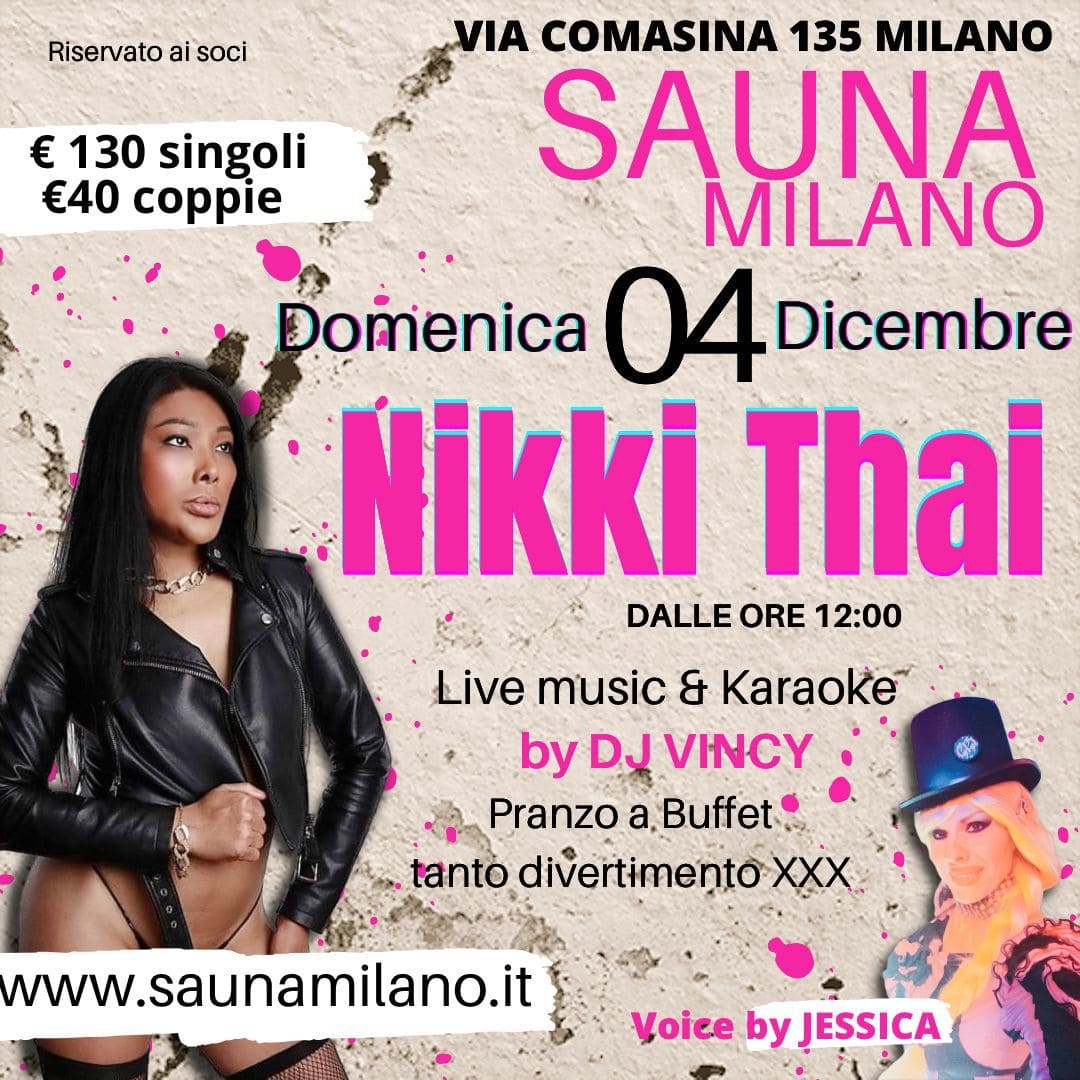 InfoClubPrive's tweet photo. @NikkiThai789 vi aspetta #domenica con LAURA REY al #club di VIA COMASINA 135 @saunamilano 🔞🔥🔝

#liveshow #karaoke #DragQueens #cuckholding #Buffett #funniesttweets https://t.co/3KQhZt9EtF