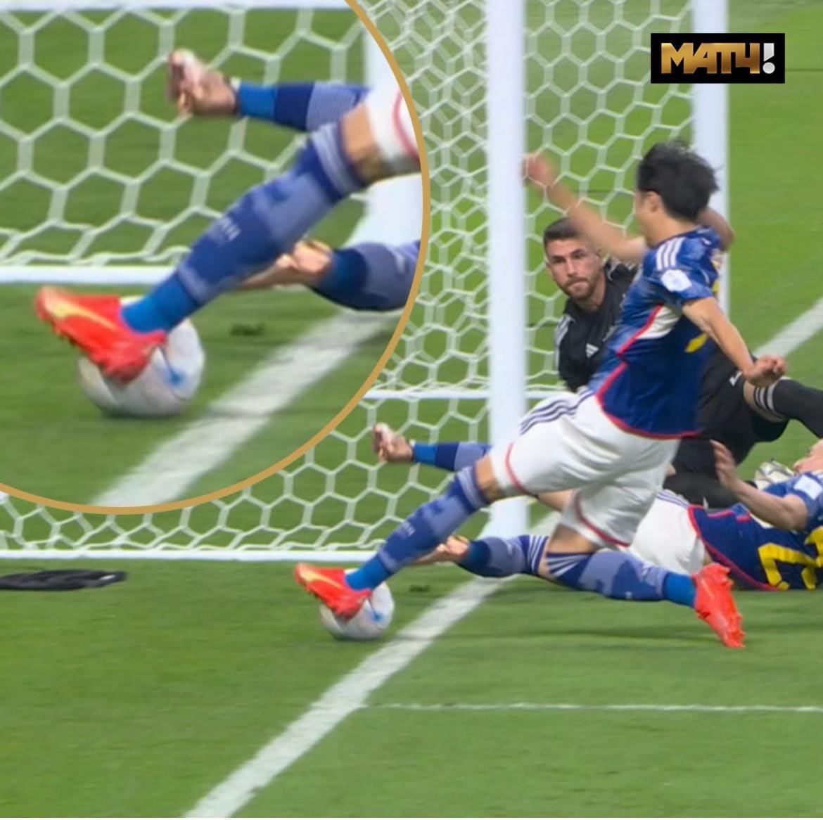 strong_calf's tweet image. Japan’s goal against Spain was correctly awarded by VAR. The angle we saw on TV was just misleading. #JAPSPA #FIFAWorldCup