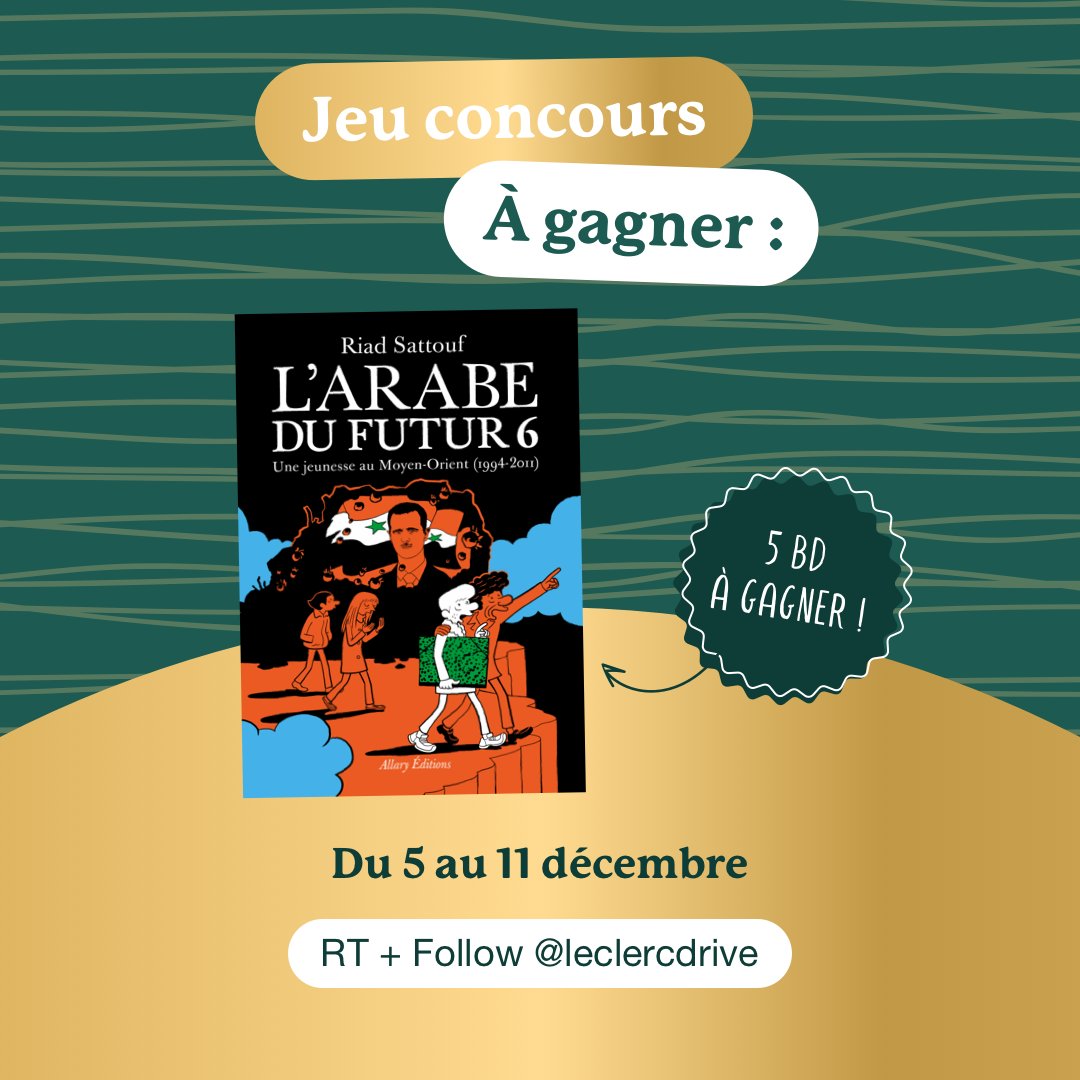 leclercdrive's tweet photo. ⭐ 𝐉𝐄𝐔 𝐂𝐎𝐍𝐂𝐎𝐔𝐑𝐒 ⭐

Tentez de gagner 1 BD L'Arabe du futur Volume 6 de Riad Sattouf ! 📚

𝐏𝐨𝐮𝐫 𝐩𝐚𝐫𝐭𝐢𝐜𝐢𝐩𝐞𝐫 : RT + follow @leclercdrive 

TAS : 12/12

#contest #jeu #jeux #jeuconcours #concours https://t.co/0UNKFEimkn