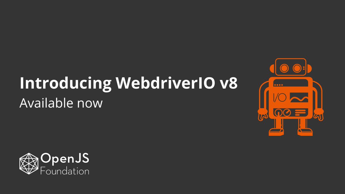 WebdriverIO v8 is here! Check out updates on CommonJS to ESM, new action interface, WebDriver BiDi support and more! 👉 hubs.la/Q01tMw3j0 And join us for the livestream launch party at 9:30am PT to go through all the new features! 🎉 hubs.la/Q01tMgPY0