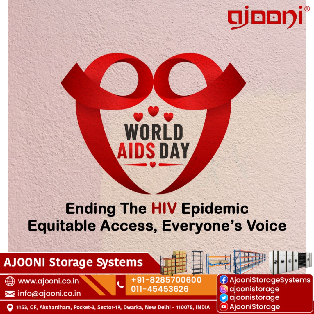 ajoonistorage's tweet photo. On World AIDS Day, do your part to erase the stigma around the illness.
Be sympathetic and empathetic to AIDS patients.
Educate yourself about AIDS and be the change the world wants.
#WorldAIDSDay #Equalize
#AjooniStorageSystems #StorageRacks #PalletRacks https://t.co/8AtkLLO5ms