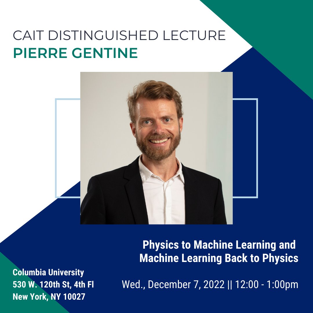 LeapStc's tweet image. LEAP Director, @PierreGentine , presents at the CAIT (Center of AI Technology) Distinguished Lecture!

Wed., 12/7/2022 @ Schapiro CEPSR
530 W. 120th St, 4th Fl (NYC)

REGISTER (hybrid): bit.ly/CAITGentine

@CUSEAS 
@Columbia_EEE
 #LEAPSTC #Physics #ML #AI #LearnTheEarth