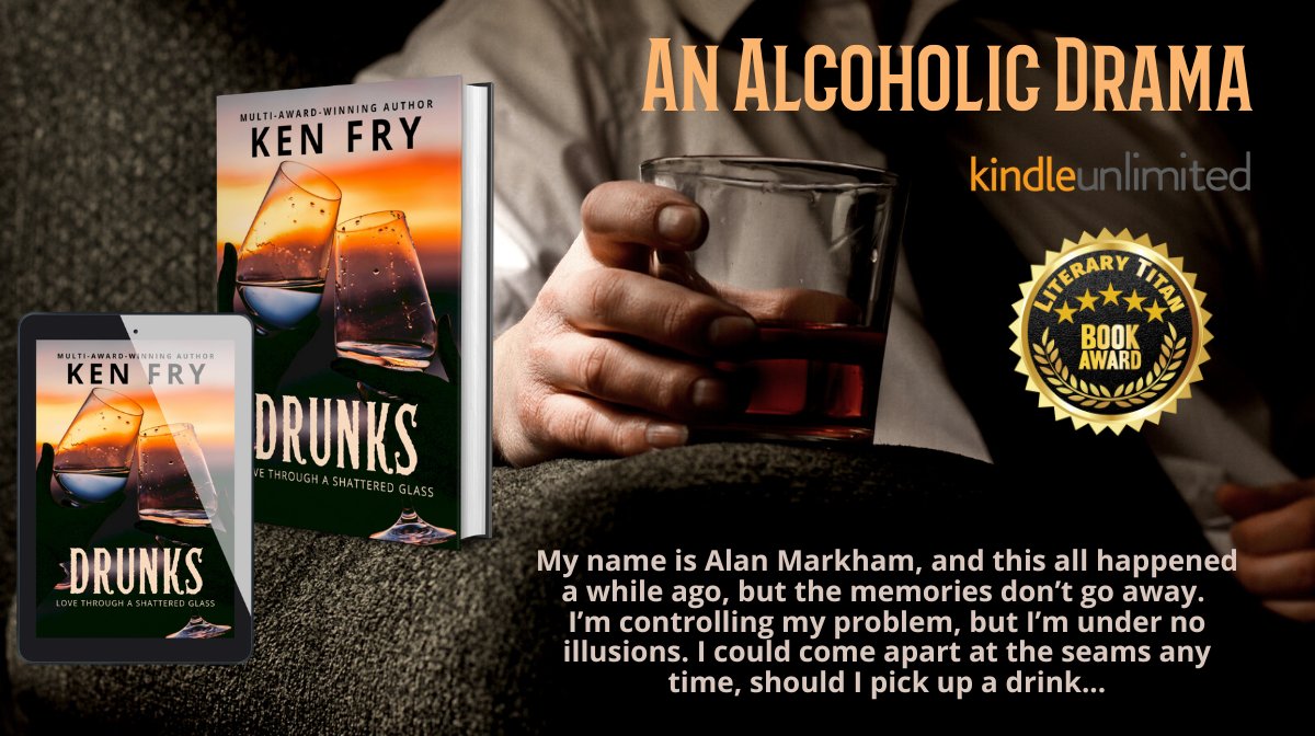 #FREE #kindleunlimited
🍷getbook.at/drunks
My name is Alan Markham, and this all happened a while ago, but the memories don’t go away. Looking back, I can see that our lives had been carried along like a rudderless ship in a storm.
#kindlebooks #amreading #alcoholic #drama