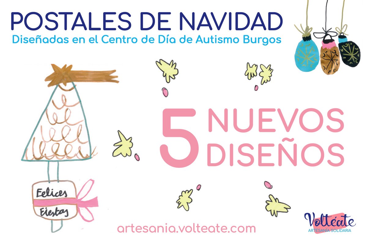 VolteateCEE's tweet photo. 🎄Te presentamos 5 nuevos diseños de postales de #navidad creados en el Centro de Día de @autismoburgos con las que podrás felicitar estas fiestas de una manera #solidaria.

🌐Descubre los diseños en nuestra #TiendaOnline👉🏼 https://t.co/dfEzPvYlrL https://t.co/XhUg2CfKLr