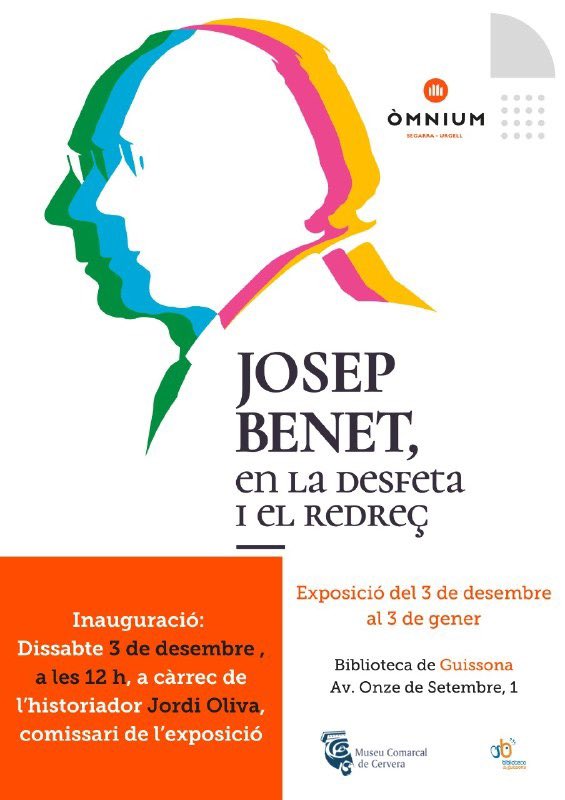 jolival65's tweet photo. L’exposició “Josep Benet, en la desfeta i el redreç” arriba a la @BiblioGuissona aquest dissabte que ve. Es podrà visitar fins el 3 de gener. Produïda pel @museudecervera amb la col.laboració d’@OmniumSegUr https://t.co/JGUAJtyVm6