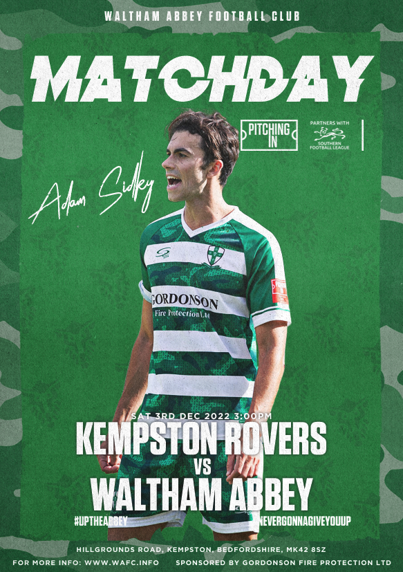 walthamabbeyfc's tweet photo. 💚⚽️MATCHDAY⚽️💚

🆚: @Kempston_Rovers 
🏆: @SouthernLeague1
⏰: 3:00PM
🏟️: Hillgrounds Road, MK42 8SZ

#UpTheAbbey #NeverGonnaGiveYouUp https://t.co/ne7gbCW8Cg