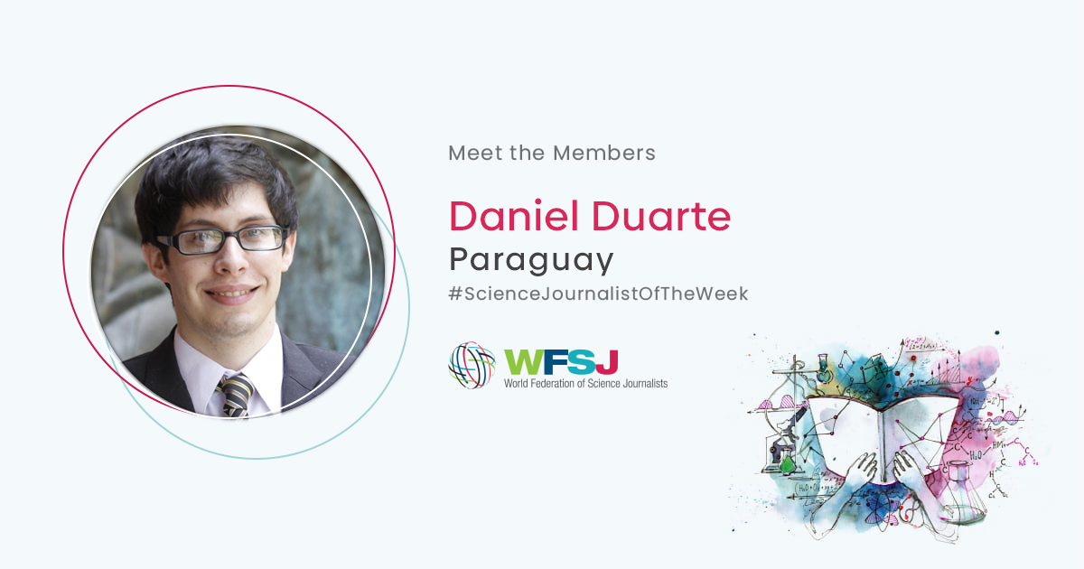 WFSJ's tweet photo. 😊 #Sciencejournalistoftheweek
Daniel Duarte (@dduart3)
He is a science journalist from #Paraguay 🇵🇾
https://t.co/R0H39EQaua https://t.co/nPvPU3Kh4F