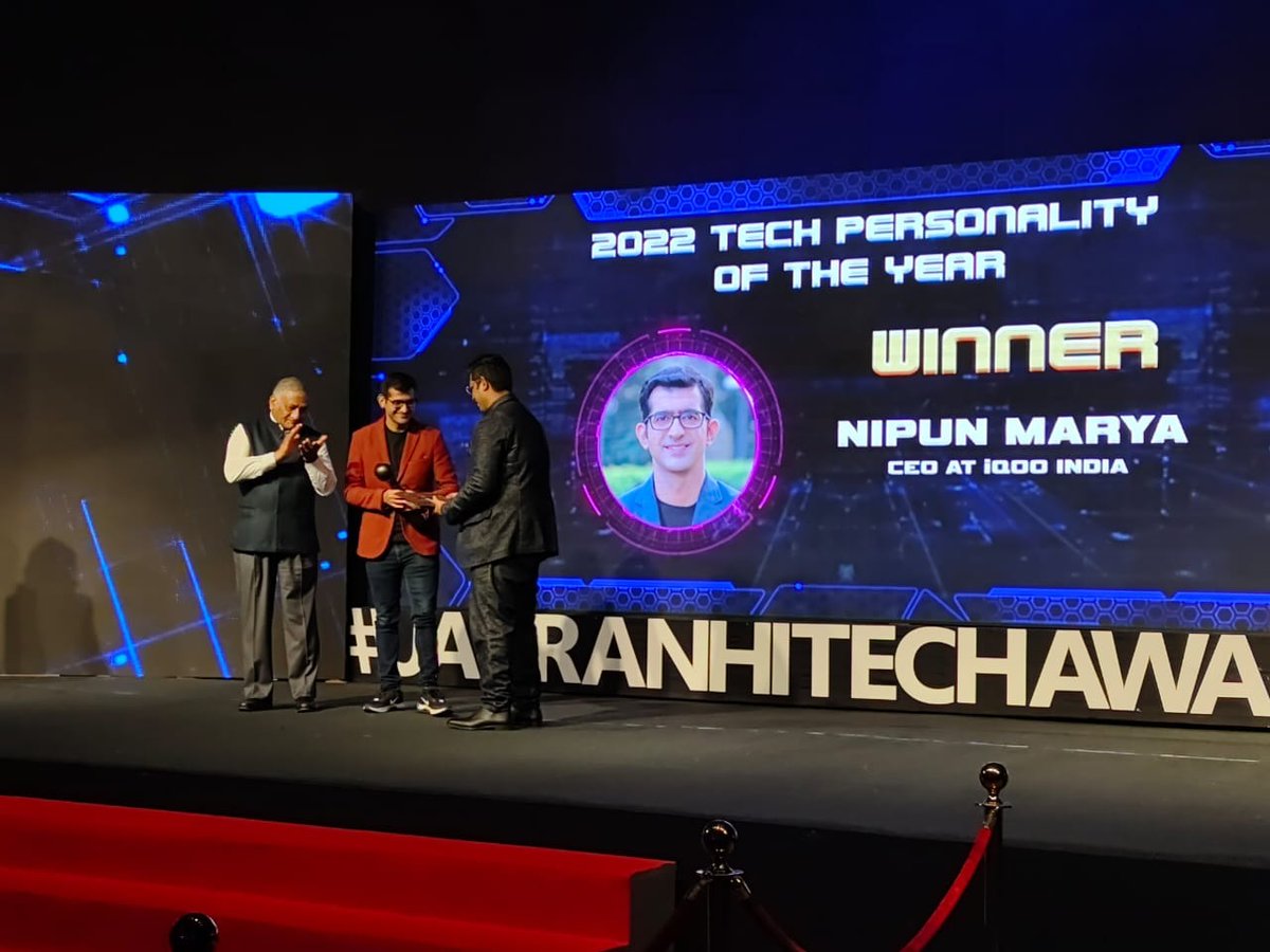 Humbled and honored to receive this recognition 🙏 . I’d like to express my sincere gratitude to all the people who have contributed directly or indirectly in making this achievement possible. #JagranHiTechAwards <a href="/JagranNews/">Dainik Jagran</a>