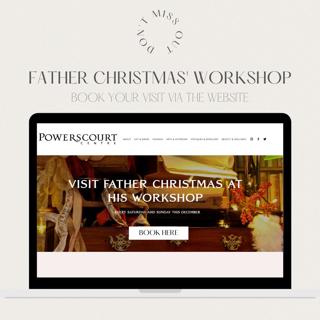 ShopPowerscourt's tweet photo. Father Christmas is on his way to Powerscourt and slots are filling up swiftly🎅🏻

Visit our Historical Townhouse this December, so you and your family can experience a magical visit to his workshop.

To book your little one’s unforgettable experience, click the link in our bio🎄 https://t.co/0VNgmFiWT0