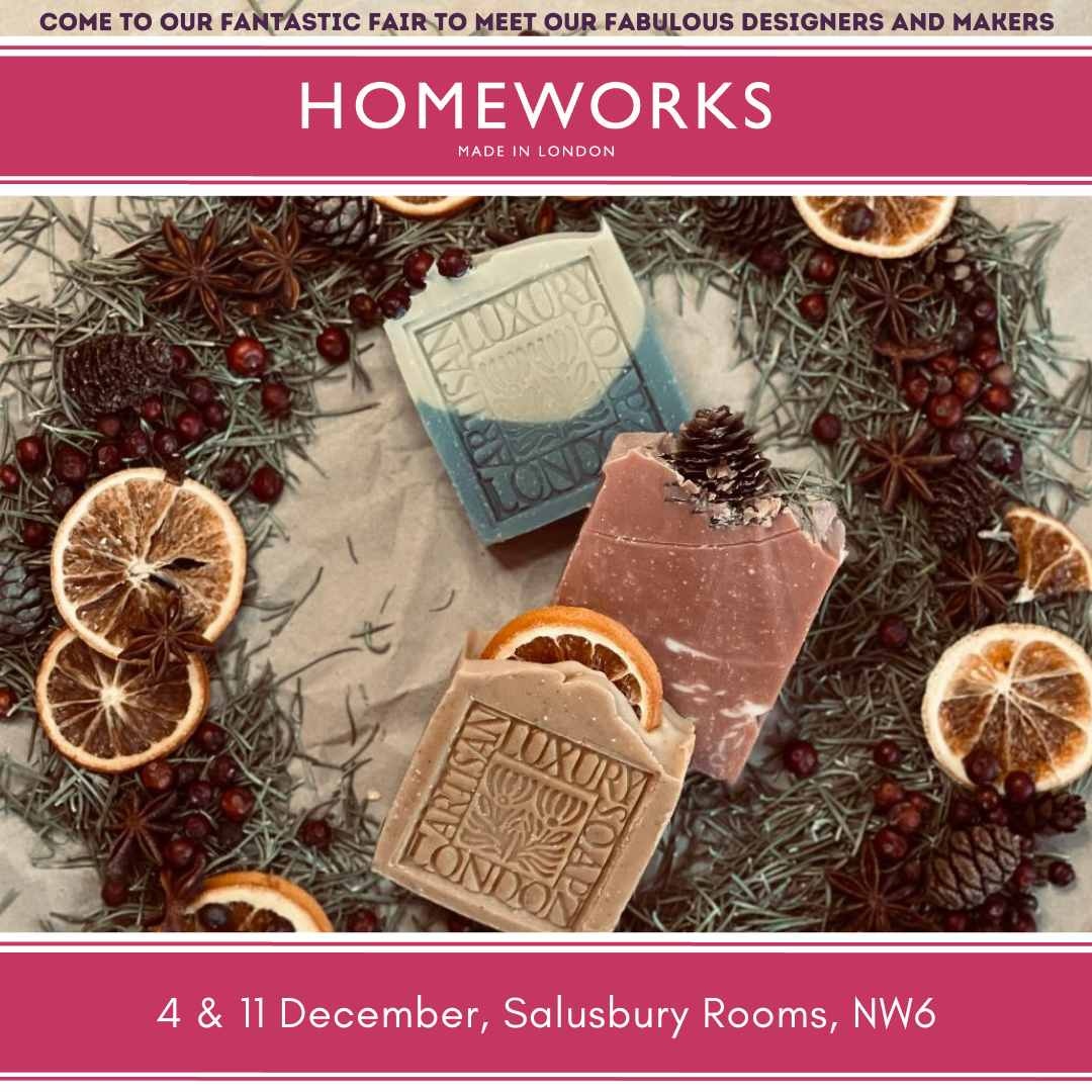 thisishomeworks's tweet photo. @artisanluxurysoap is a luxury soap business with a mission to create soap that will look after your skin and our beautiful planet - join them at @thisishomeworks Christmas Fairs! 
⁠
Salusbury Rooms, NW6 on 4 &amp; 11 December,10 - 2. 
⁠
https://t.co/exL1YYssTL https://t.co/81VwDlfu42