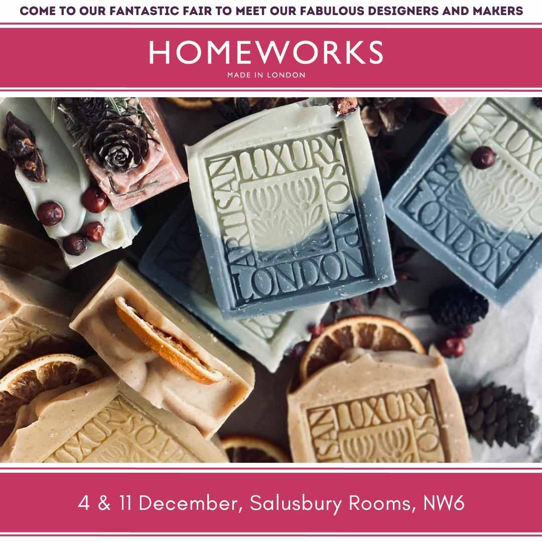 thisishomeworks's tweet photo. @artisanluxurysoap is a luxury soap business with a mission to create soap that will look after your skin and our beautiful planet - join them at @thisishomeworks Christmas Fairs! 
⁠
Salusbury Rooms, NW6 on 4 &amp; 11 December,10 - 2. 
⁠
https://t.co/exL1YYssTL https://t.co/81VwDlfu42