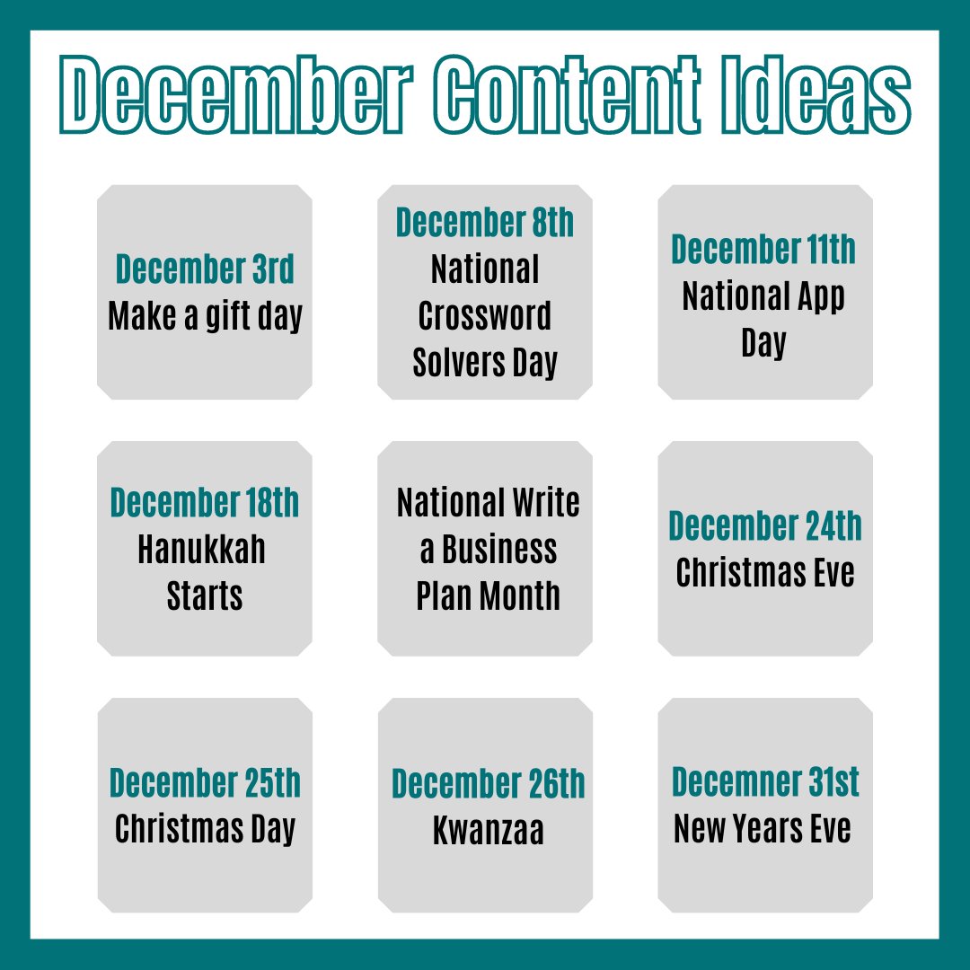 Here are some social media content ideas for December! ❄️

#contentcreation #agency81