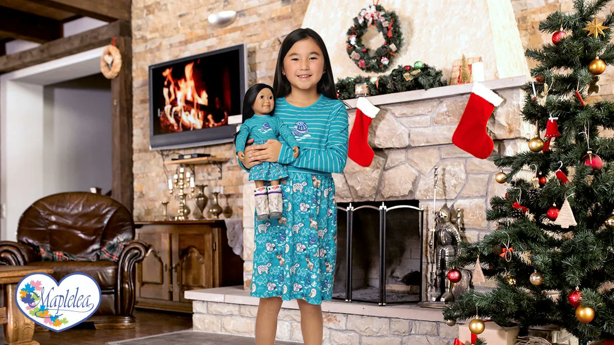 Matching in style. 👯 The Arctic Dress for Girls and Dolls is a super comfy matching dress set featuring 5 animals from the Canadian Arctic. 🐻‍❄️ 

Match with your Maplelea Girl doll: maplelea.com/products/arcti….