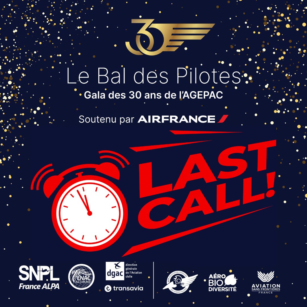agepac's tweet photo. Vous ne voudriez pas rater l'occasion de rencontrer Air France, le SNPL, ENAC Alumni, l’AFFP, Aérobiodiversité et Aviation sans Frontière lors d’un gala à l'Aéroclub de France? 🤩

Prenez vite vos places sur https://t.co/x5daQJO0j7, fermeture de la billetterie le 5 décembre! ⏲️ https://t.co/OTb2jEKFkC