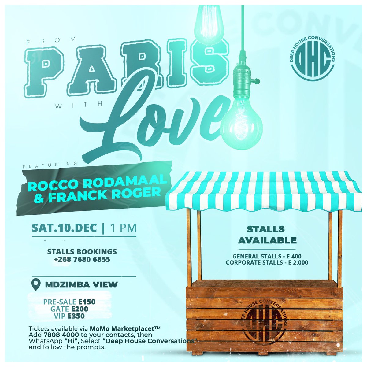 shadowswaziboy's tweet photo. The last Deep House Conversations for the year is,From Paris with Love featuring international djs/producers Rocco Rodamaal & Franck Roger. Tickets available on MOMO Marketplace #deephouseconversations #DHC https://t.co/gzcxinuZgy