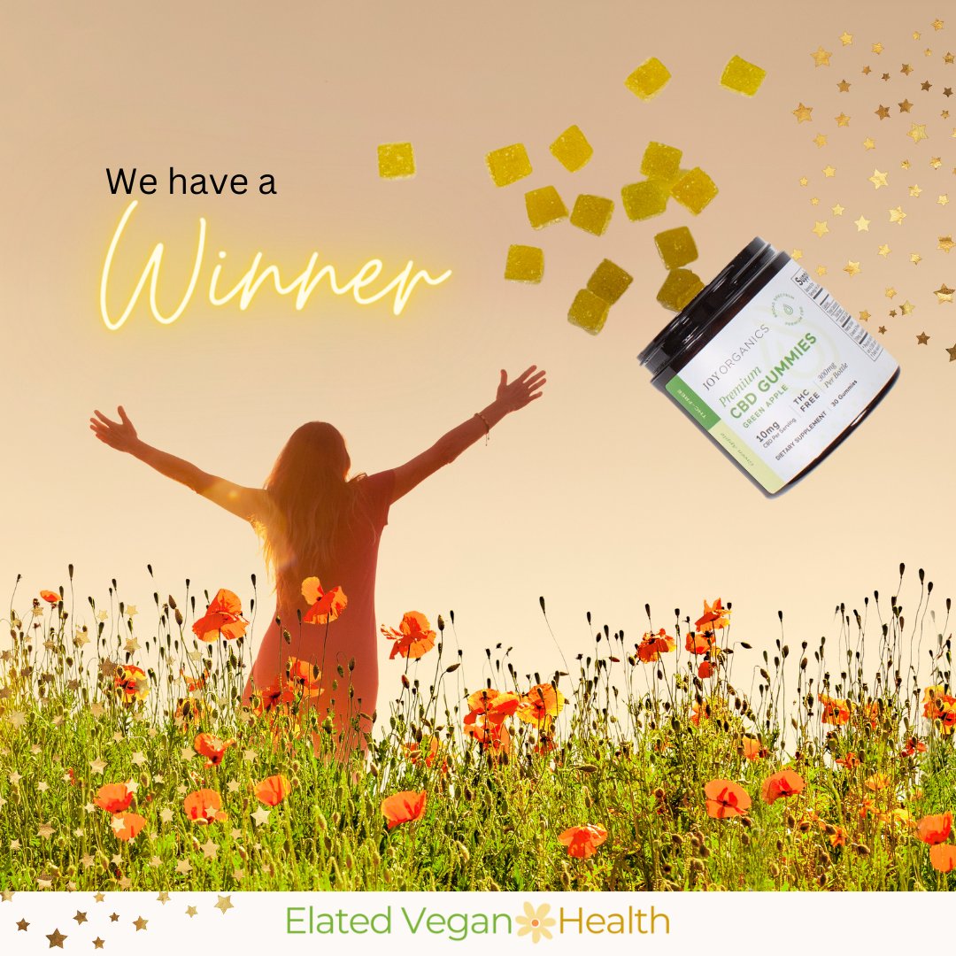 We have a winner of our Joy Organics CBD Gummies Giveaway! 

Don't be sad you if missed out — you can get your own bottle of Joy Organics CBD Gummies here!

🍓 elatedvegan.health/joycbd

#vegancbd #vegansupplements #supplementsthatwork