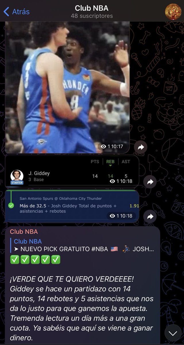ElClubNBA's tweet image. Ayer teniamos una apuesta a cuota 1,91 y salió ✅ sin problema alguno

Ya sabéis que pasamos apuestas seguras, totalmente argumentadas y a cuotas altas, no como casi todos los canales que hay

Si queréis ganar dinero con nosotros, únete gratis aquí:

t.me/+gze74QJkogE4Z…

🏀💸