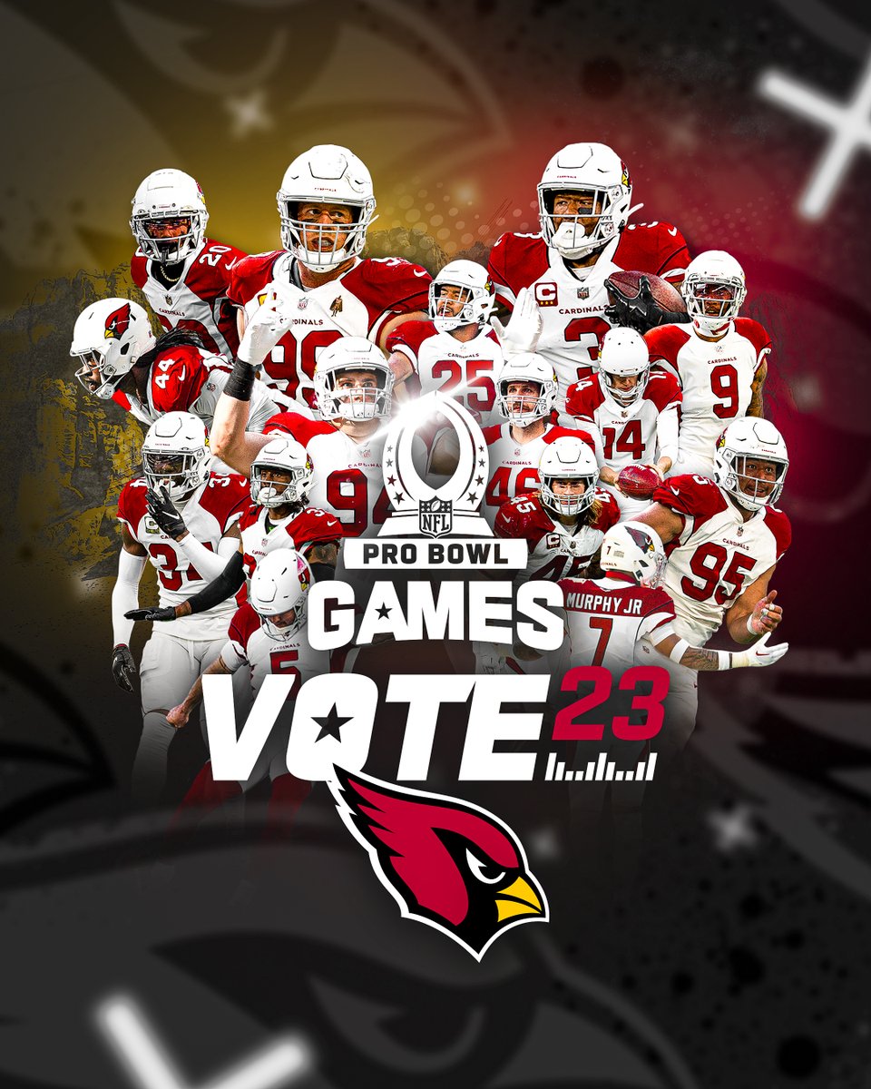 AZCardinals's tweet photo. #ProBowlVote on Twitter is LIVE! 

Every RT is a vote 🗳️

@Buddabaker3 
@MattPrater_5 
@byronmurphy 
@isaiahsimmons25 
Andy Lee
@MJW_era 
@ZavenCollins 
@UnitedSt8Of_Ham 
@jt_broooo 
@markusgolden 
@DGardeck 
Aaron Brewer
@TheZALLEN44 
@LekiFotu 
@JJWatt https://t.co/wzV2AdNdzs