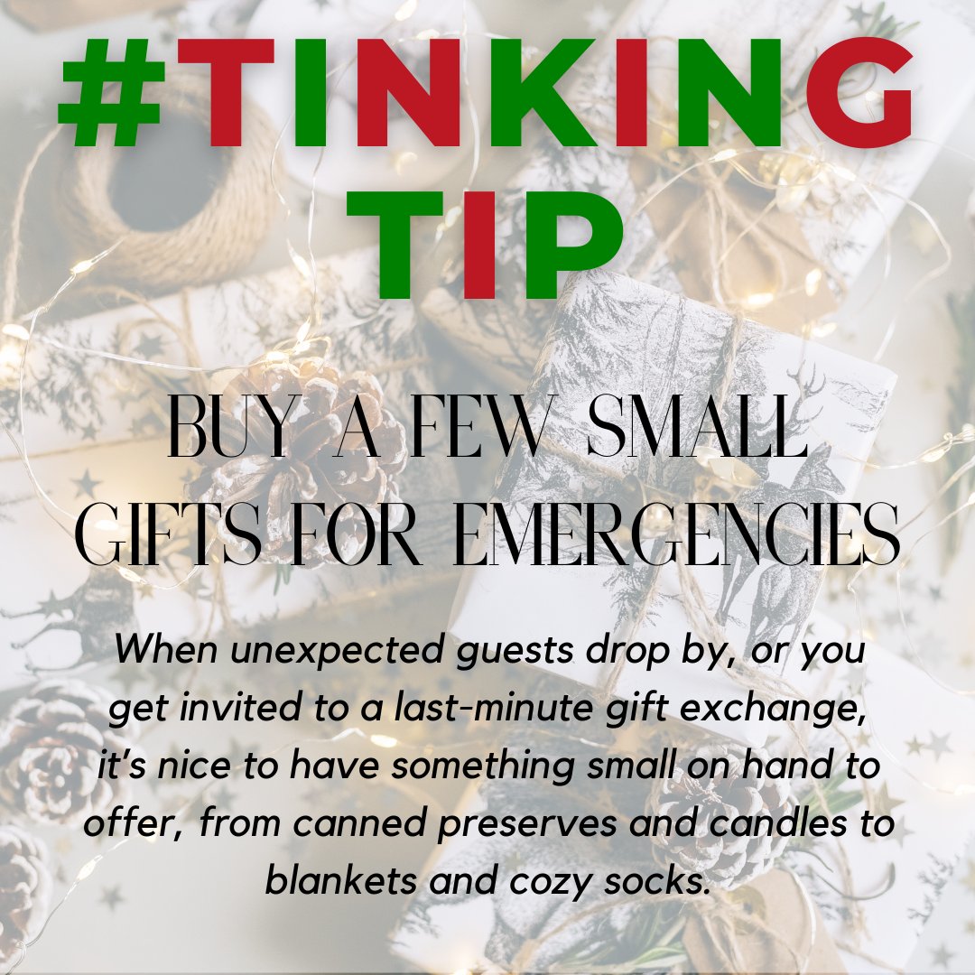 tinkingshop's tweet photo. When unexpected guests drop by, or you get invited to a last-minute gift exchange, itβs nice to have something small on hand to offer, from canned preserves and candles to blankets and cozy socksβso stock up ahead of time!ππ
#tinkingshop
#tinkingtip
#giftexchange https://t.co/z13LXnYB5n