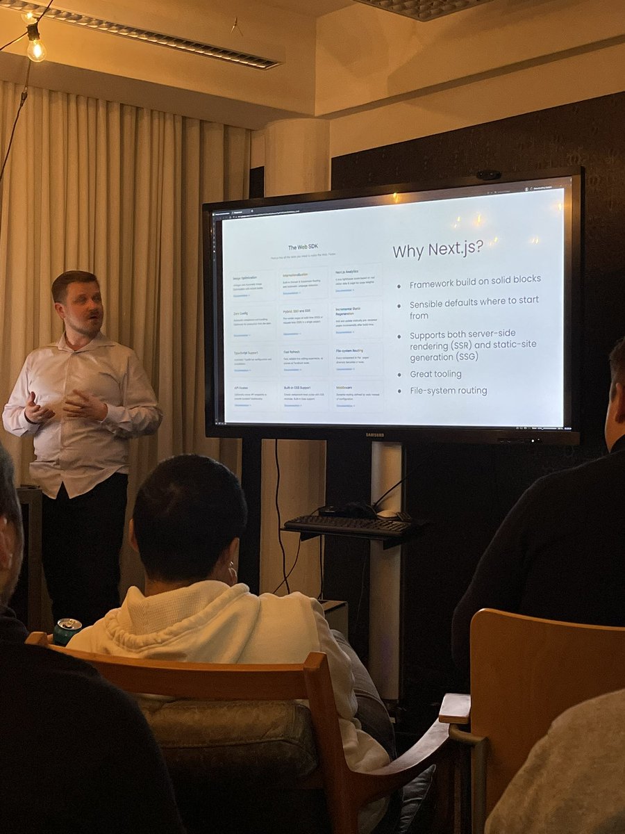 <a href="/nextjs/">Next.js</a> talk by <a href="/JLemmetti/">Jurkka Lemmetti</a> at <a href="/TampereJS/">TampereJS</a> 👌