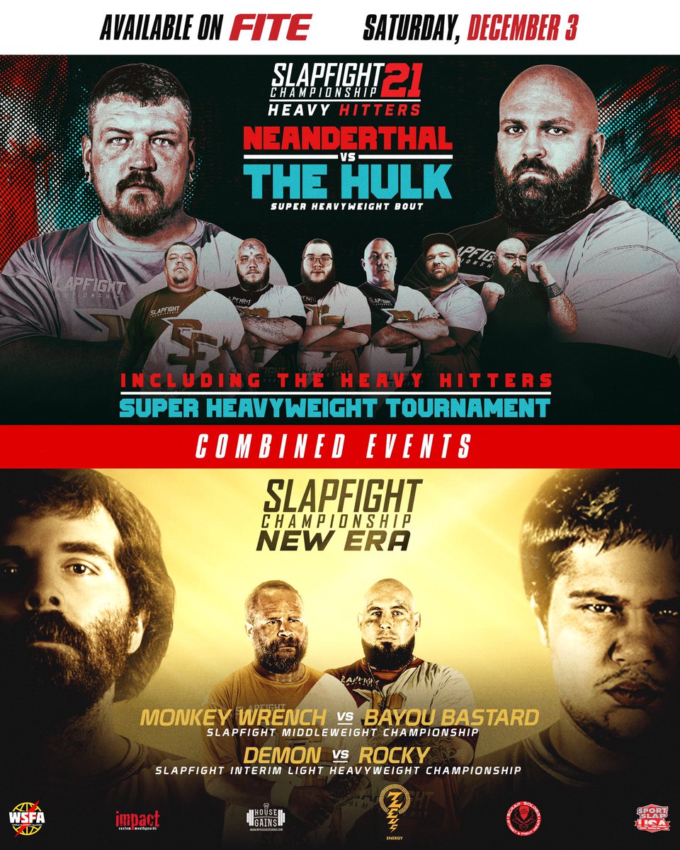 SlapFIGHTUSA's tweet photo. THIS WEEKEND!!
2 Slap Events for $9.99!
Don’t miss SlapFIGHT 21: Heavy Hitters and SlapFIGHT: NEW ERA, Premiering Dec 3rd on FITE!
Link in Bio☝️
#SlapFIGHT #SlapFighting #SlapFightChampionship #slap #powerslap #slappingcontest #slapfightingchampionship #slapping #slapko https://t.co/sQG7WJULo3