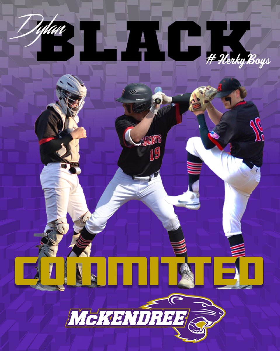 Dylan_9_Black's tweet photo. I’m excited to announce my commitment to @McKendree_BSBL. A big thank you to my family and my coaches for helping make this possible. I’m blessed for my dream to become a reality. 
@HerkyBaseball #herkyboys https://t.co/F1xd3SrCHm