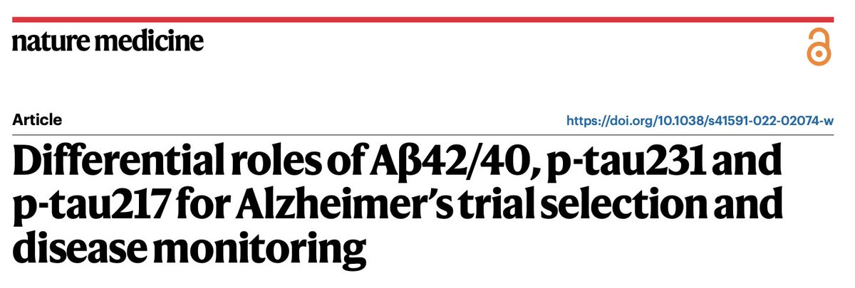 It is an honour to share our latest article in @NatureMedicine which highlights the use of different #blood #biomarkers for different #Alzheimer trial applications 🩸📈 🧠 nature.com/articles/s4159… @OskarHansson9 @biofinder_study @goteborgsuni @WAI_Alzheimers 1/5