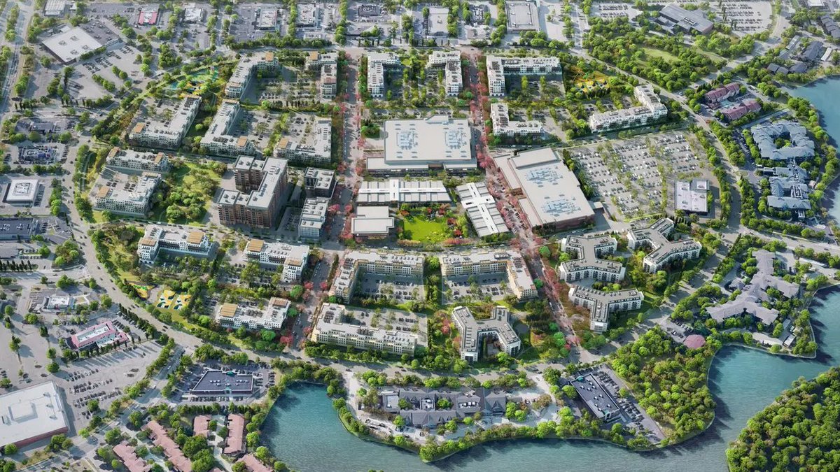 michlschwrtz's tweet photo. ⚠ Cities and property owners take note!

↙ On the left: suburban Detroit's Lakeside Mall now.
↘ On the right: what they're transforming it into.

🔁 Now, rinse and repeat across the country. https://t.co/y5A3NpmrqV