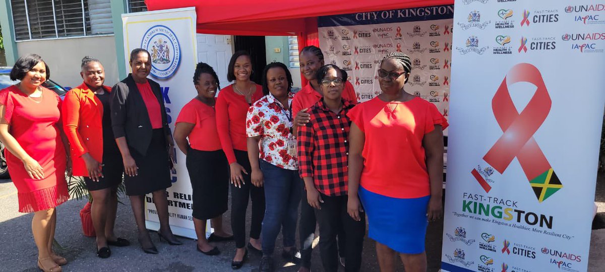 ksamcorp's tweet photo. KSAMC staff members & Councillors wear RED as we celebrate the strides being made to prevent stigma and discrimination against persons living with HIV/AIDS. Let's continue playing our part to achieve ZERO new infections and ZERO AIDS- related deaths.
#KSAMCCares #WordAIDSDay https://t.co/XlF4rndBpZ