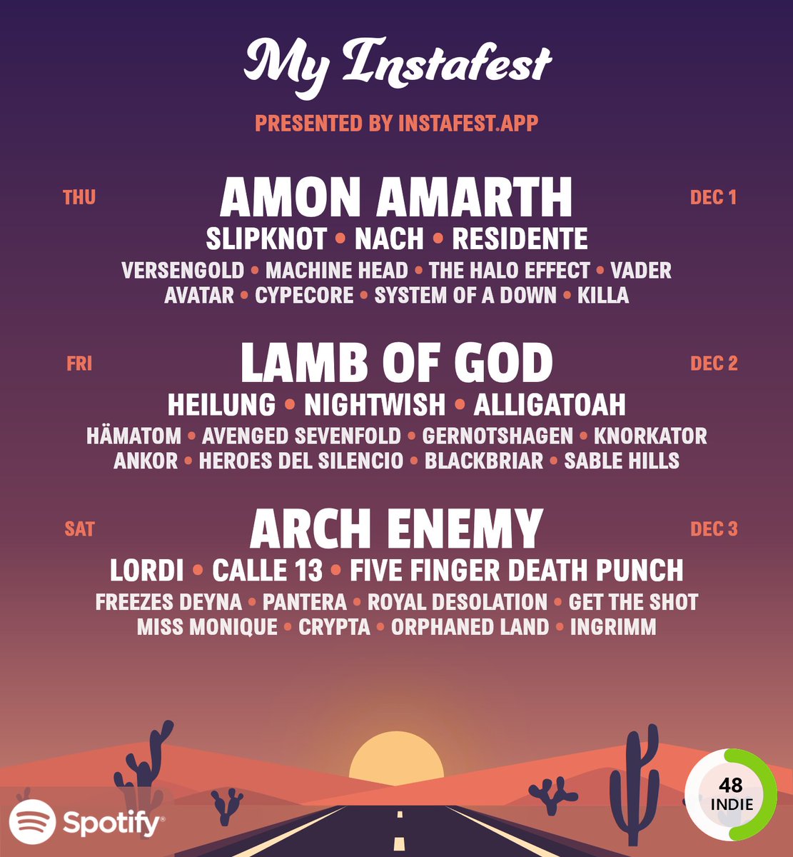 D. Martínez (@dmartinez_ch) on Twitter photo My #instafestapp festival line up (calculated over the last 6 months)! 🎵🎶
<a href="/AnshaySaboo/">Anshay | instafest.app</a> Do you somewhere provide information on how the tool ranks the artists and computes the basic score? And I guess the division over the days is done randomly? My #instafestapp festival line up (calculated over the last 6 months)! 🎵🎶
<a href="/AnshaySaboo/">Anshay | instafest.app</a> Do you somewhere provide information on how the tool ranks the artists and computes the basic score? And I guess the division over the days is done randomly?