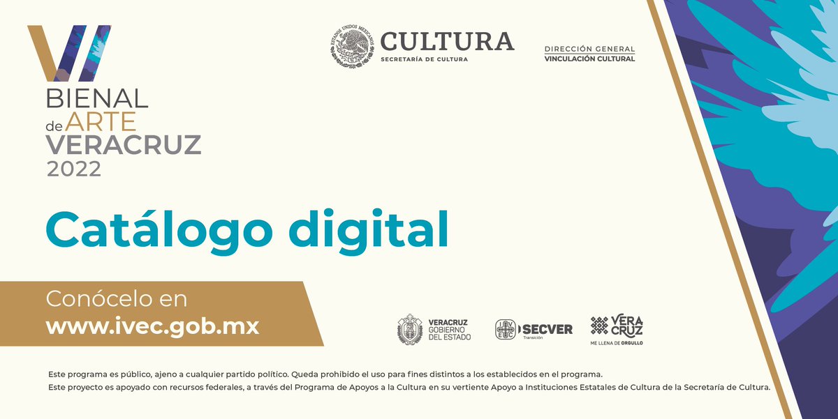 BienalArteVer's tweet photo. Presentamos el catálogo digital de la Bienal de Arte Veracruz 2022 | Sexta emisión, una memoria que compila los trabajos de las y los artistas seleccionados en el certamen.

🔷 Conócelo en: https://t.co/YhE70KZ0OG 

#BienaldeArteVeracruz https://t.co/9eweXUHiQe
