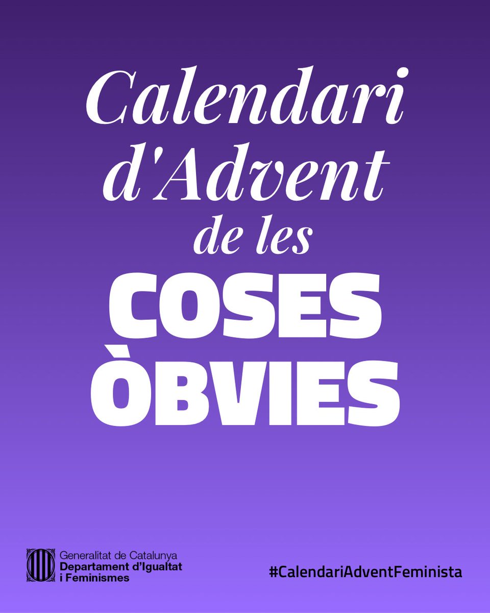 ✨ Per Nadal, qui res no estrena res no val
 
Comença desembre i encetem el calendari d'advent que no trobaràs a cap botiga, però que fa falta a totes les llars
 
L'estrenes amb nosaltres?
 
#CalendariAdventFeminista
