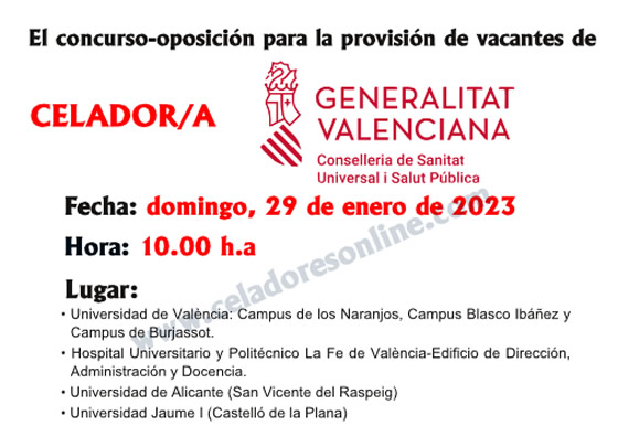 Examen CELADORES/AS Generalitat Valenciana... Domingo, 29 de enero de 2023 Fi6KV1sXEA0XoQP?format=jpg&name=small