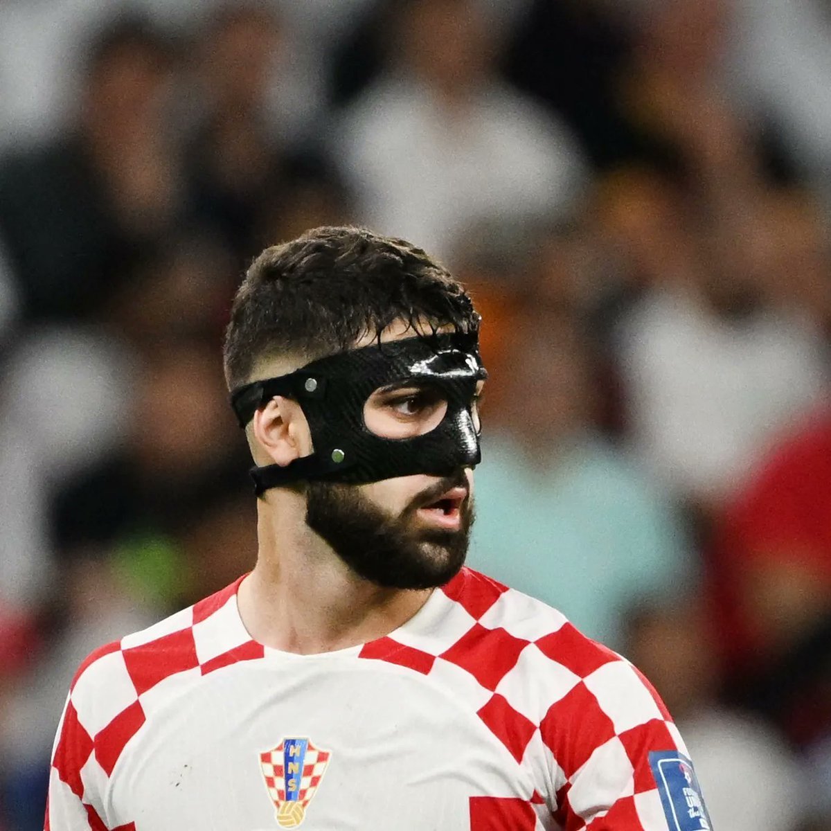 imjustshane's tweet photo. @josko_gvardiol needs a cape to go with his mask, what a fteaking superhero!!! 🦸 Ajmo Hrvatska 🇭🇷 NEKA DOĐU!!!!!!

#croatia #vatreni #hrvatska
#fifaworldcup #qatar2022 https://t.co/rgFll80Nr2