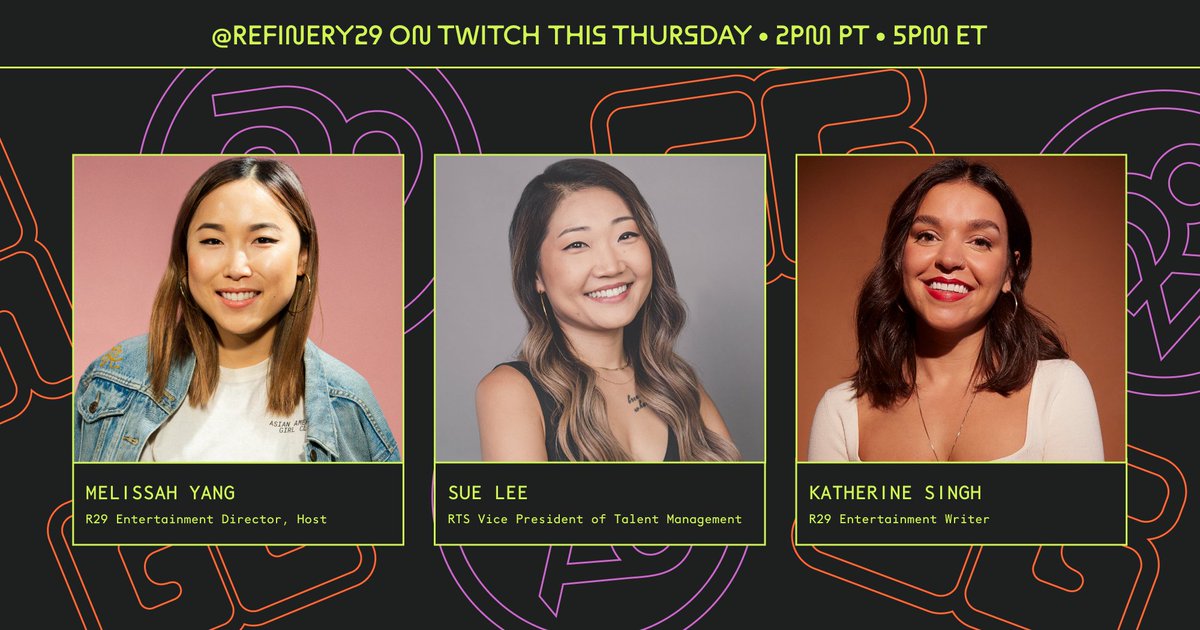 We're live on #R29Twitch today at 2 p.m. PT / 5 p.m. ET! Joining @melissahyang will be <a href="/RTSgg/">RTS</a>'s <a href="/Smix/">Sue Lee</a>— she'll tell us what it takes for a creator to be signed by a talent manager. <a href="/katherineesingh/">Katherine Singh</a> will also share some pop culture updates! ✨

Watch here: twitch.tv/refinery29