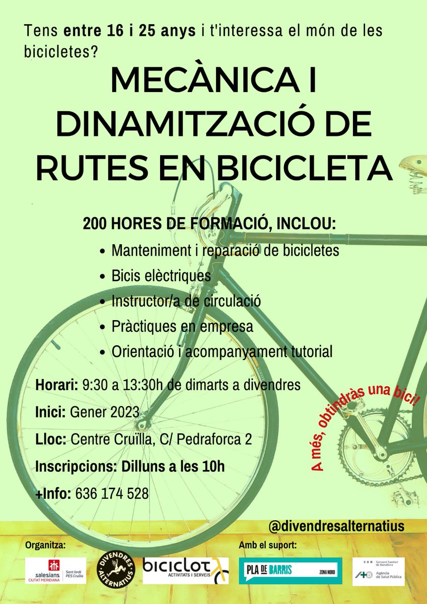 Mecànica i dinamització de rutes en bicicleta. <a href="/PladebarrisBCN/">Pla de barris BCN</a> @salutpublicabcn