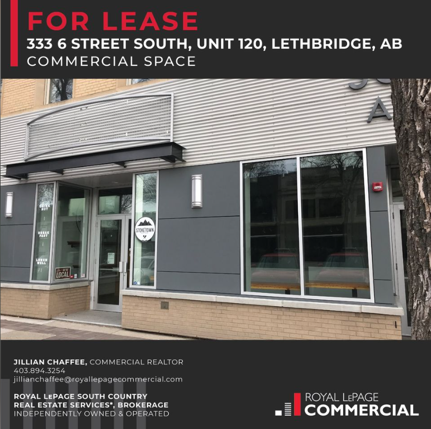 jillchaffee's tweet photo. FOR LEASE! 3,379 SF Restaurant space dwtwn Leth.
333 6th St. S.
Easy access for anyone downtown. Plethora of prkng.
Old Stoketown
Base Rent: $3,000.00 / mn. Add. Rent: $1,400.00 / mn. 
Electricity billed sep.
#yql #yqlsmallbusiness #yqllocal #brz #foryoupage #foryou #foryoupage https://t.co/ULIfgvlO61