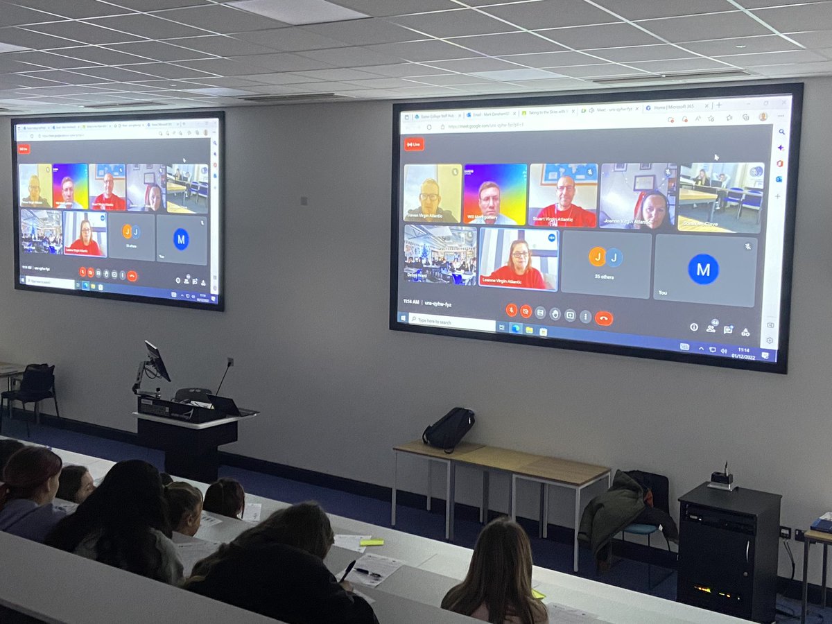 execolltourism's tweet photo. Our learners benefited from a great virtual session today with Virgin Atlantic staff. Asking questions about diversity, equity and inclusion and how Virgin Atlantic implement this in the workplace @BTAExeColl #BeYourself @VirginAtlantic https://t.co/7nJJZwsNW6