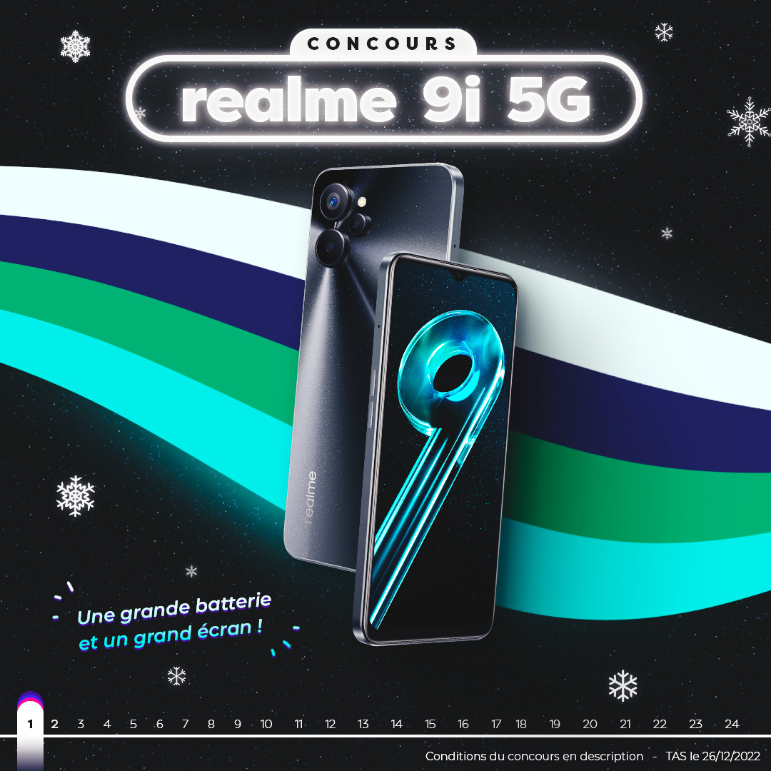 Frandroid's tweet photo. #CONCOURS JOUR 1 🎄
Gagnez un realme 9i 5G ✨
Pour participer :
Tweet #FrandroidOffreMoi + realme 9i 5G
RT + Like
Follow @Frandroid + @realme_France https://t.co/p8qvpq1VYG