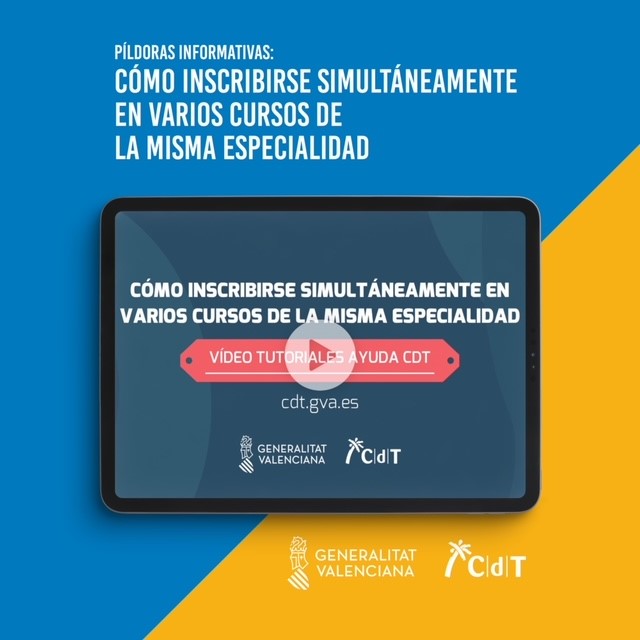 Nueva píldora informativa sobre cómo inscribirse en varios cursos, de manera simultánea, de la misma especialidad.  ¡No te pierdas el vídeo!  👉 cdt.gva.es/2022/12/01/var… #pildorasinformativas #cursoscdt #formacion #formaciongastronomica #cdt #centresdeturisme