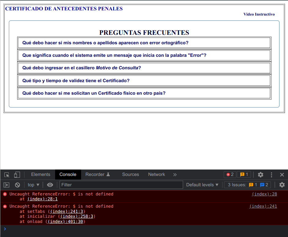 don_pool's tweet image. Buenas tardes @MinGobiernoEc. Me han solicitado un certificado de antecedentes penales pero el sitio no está funcionando:
…tificados.ministeriodegobierno.gob.ec/gestorcertific…
El formulario no aparece, ningún link funciona y la consola da errores!
Gracias de antemano por su pronta ayuda.