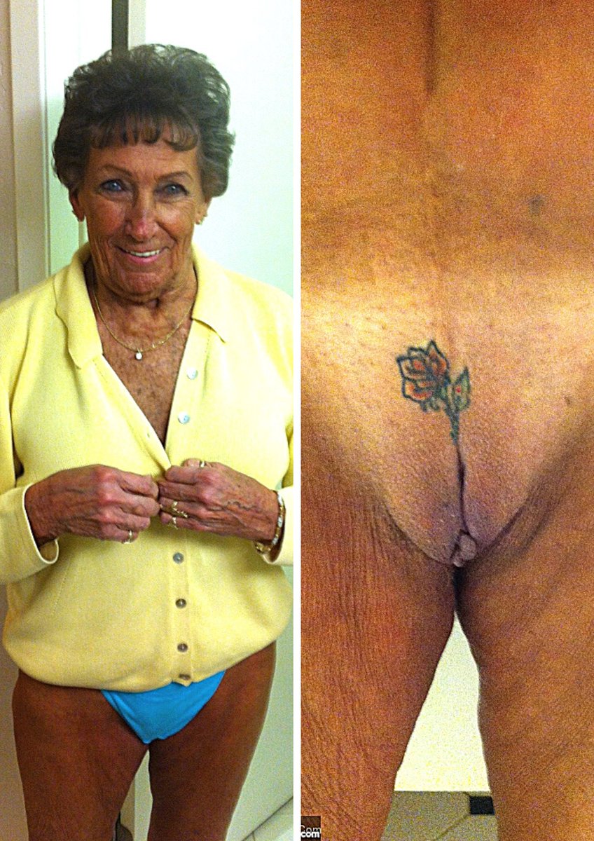 Granny Shirley over 80 years old with tattooed pussy