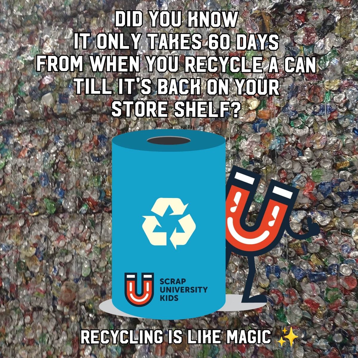 Recycling is like MAGIC🪄♻️! Please remember that ALL Metal Can be recycled! Let's save our planet 1 can at a time! ♻️💚🌍🖖#ScrapUKids #Recycle #Savetheplanet #MetalRecyclesforver